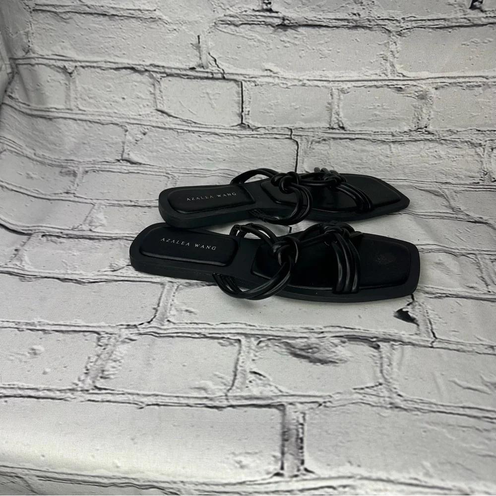 Azalea Wang Stetson Sandal Slip-on Slide Sandals Knotted Black